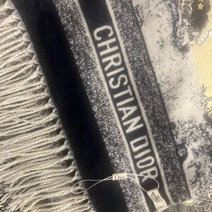 Dior Black and White Cashmere Silk Scarf